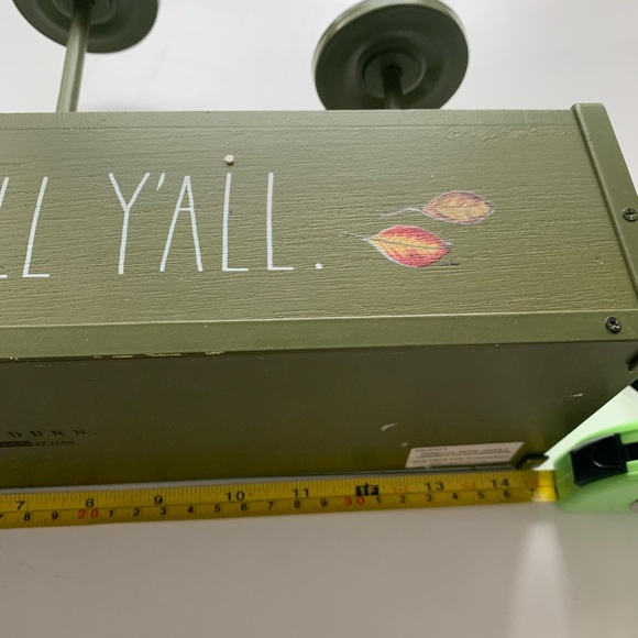 Rae Dunn Happy Fall Y’all green wooden block candlestick holder stand decor - Picture 6 of 10